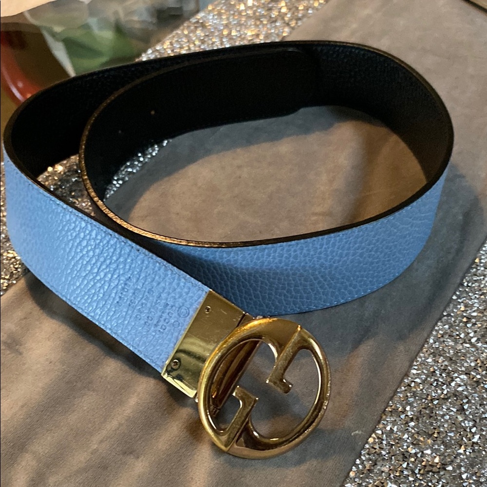 Gucci Blue and Gold Women's Belt